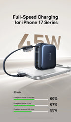 45W Mini Portable Power Bank with Built-in USB-C Cable 10000mAh