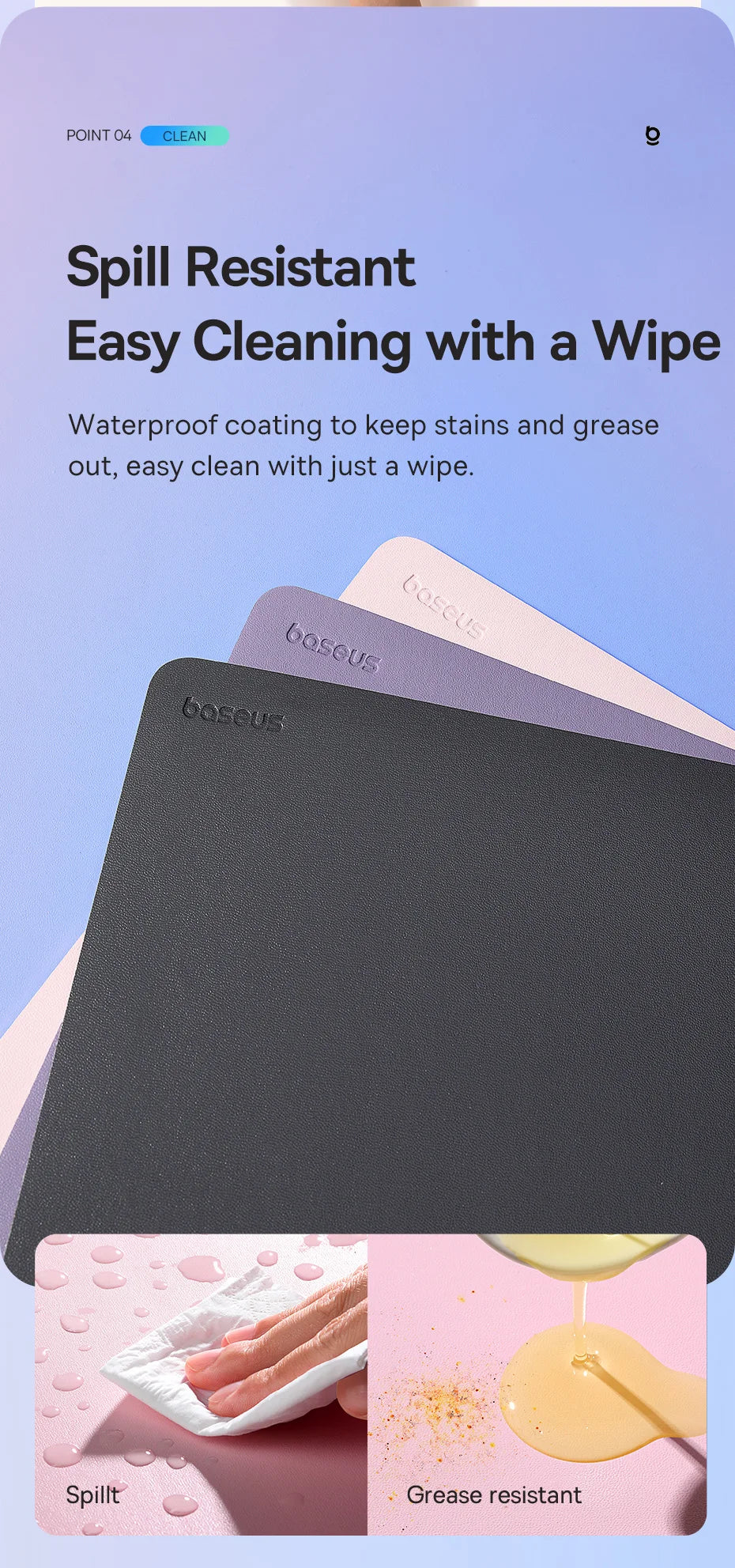 Waterproof PU Leather Desk Mouse Pad for Office and Gaming - 14