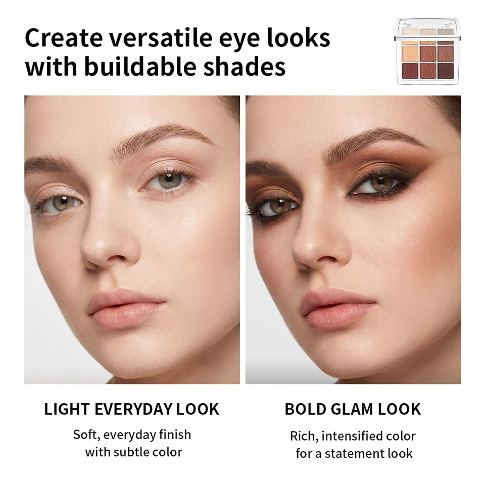 9-Color Eyeshadow Palette with Makeup Brush - 12