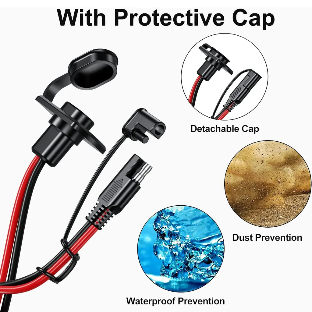 SAE Power Extension Cable with Panel Mount Female Socket