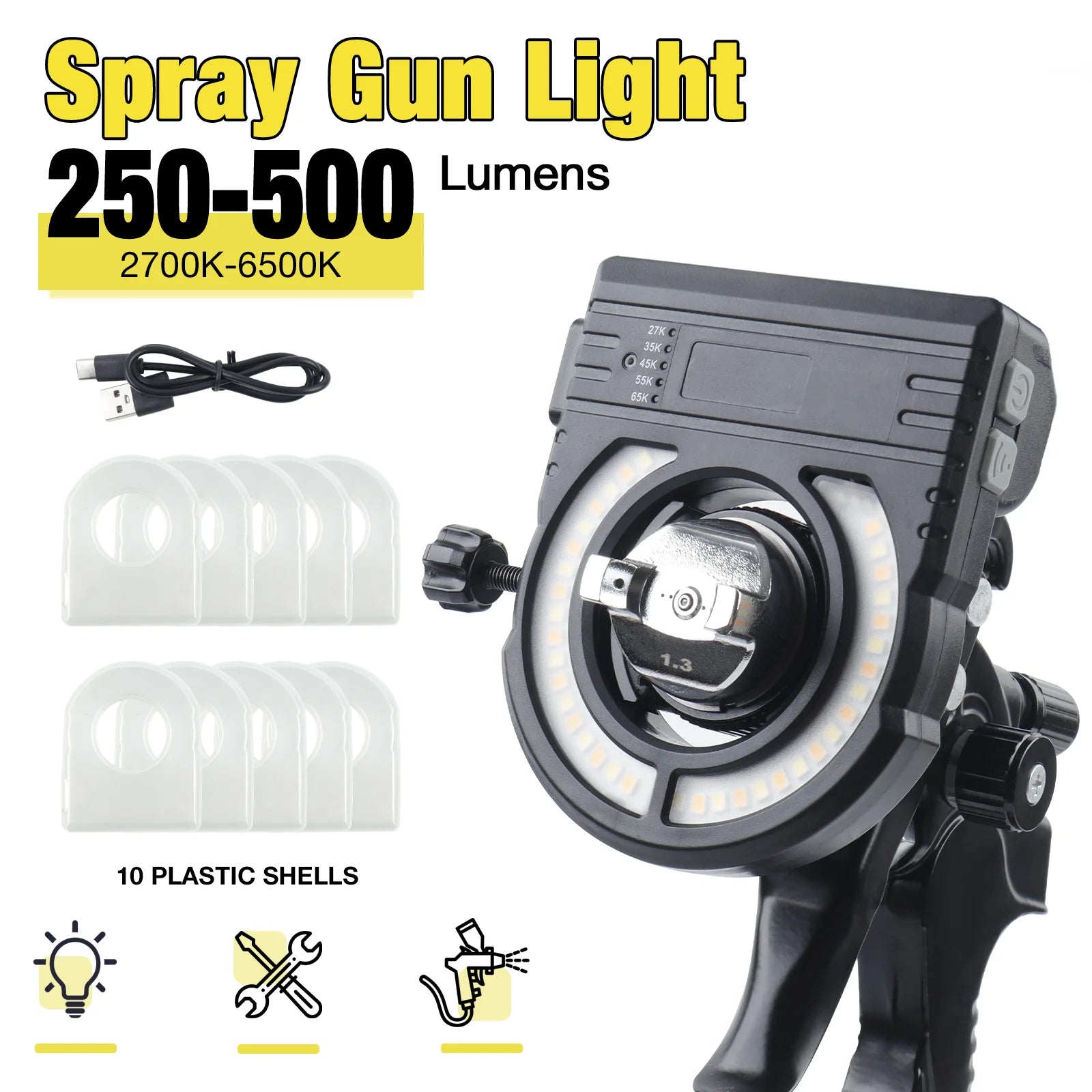 Adjustable LED Spray Gun Lighting for Precision Paint Work - 1