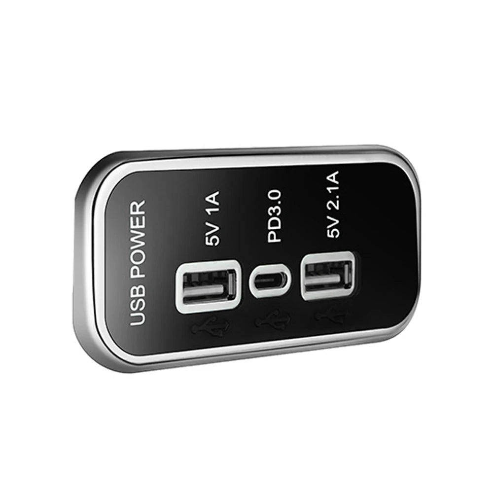 Dual USB & USB-C PD 3.0 Surface Mount Fast Car Charger Socket