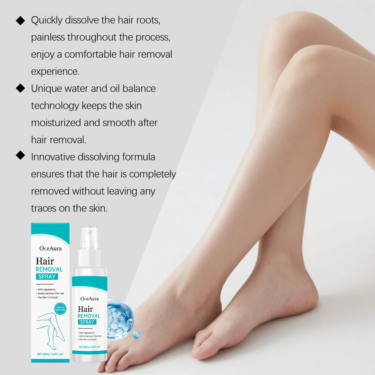 Painless Gentle Hair Removal Spray for Body and Legs