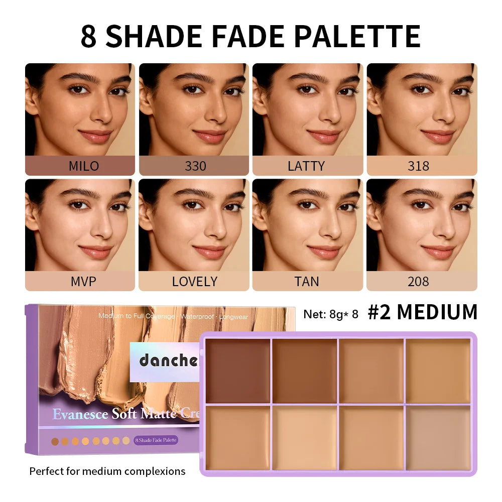8-Shade Full Coverage Cream Concealer and Contour Palette - 1
