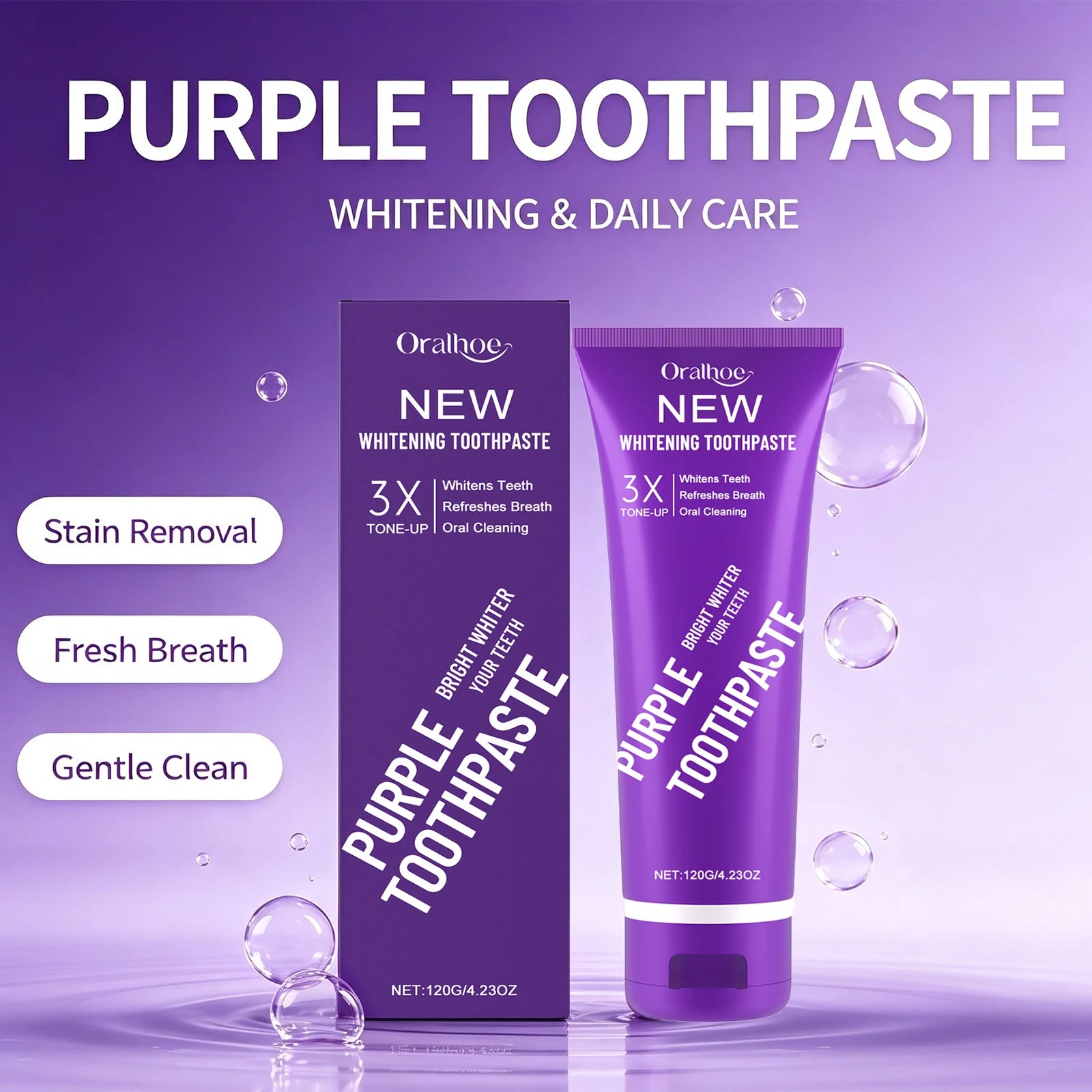 Purple Teeth Whitening Toothpaste for Stain Removal - 2