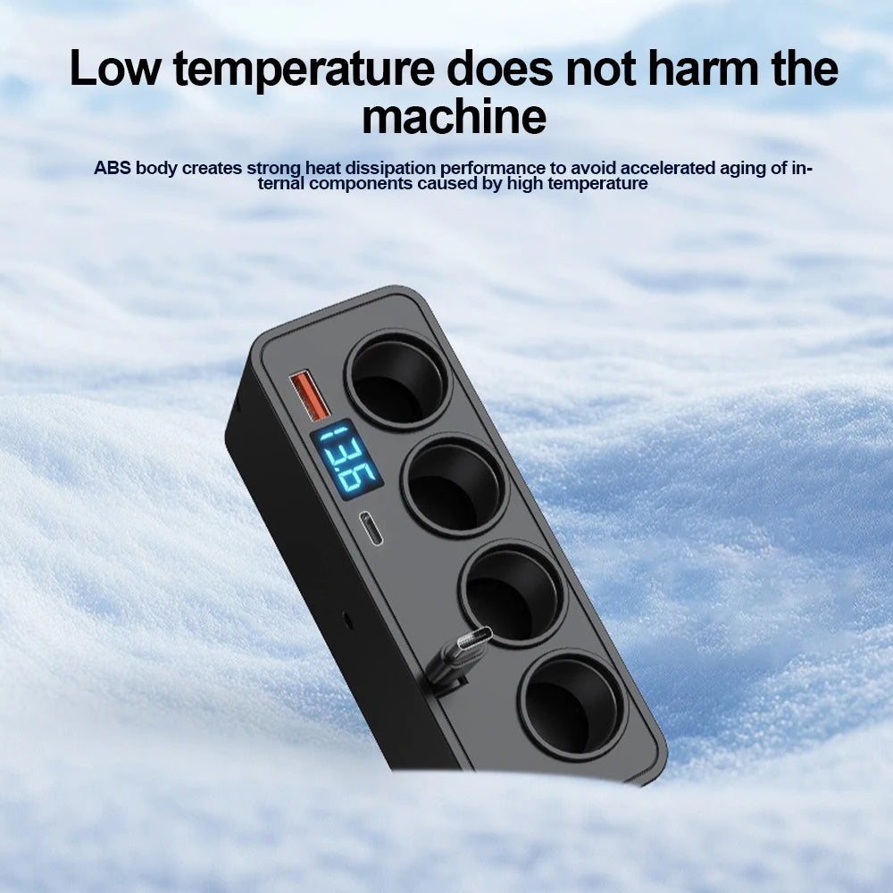 120W 7-in-1 Car Cigarette Lighter Socket Splitter with PD and USB
