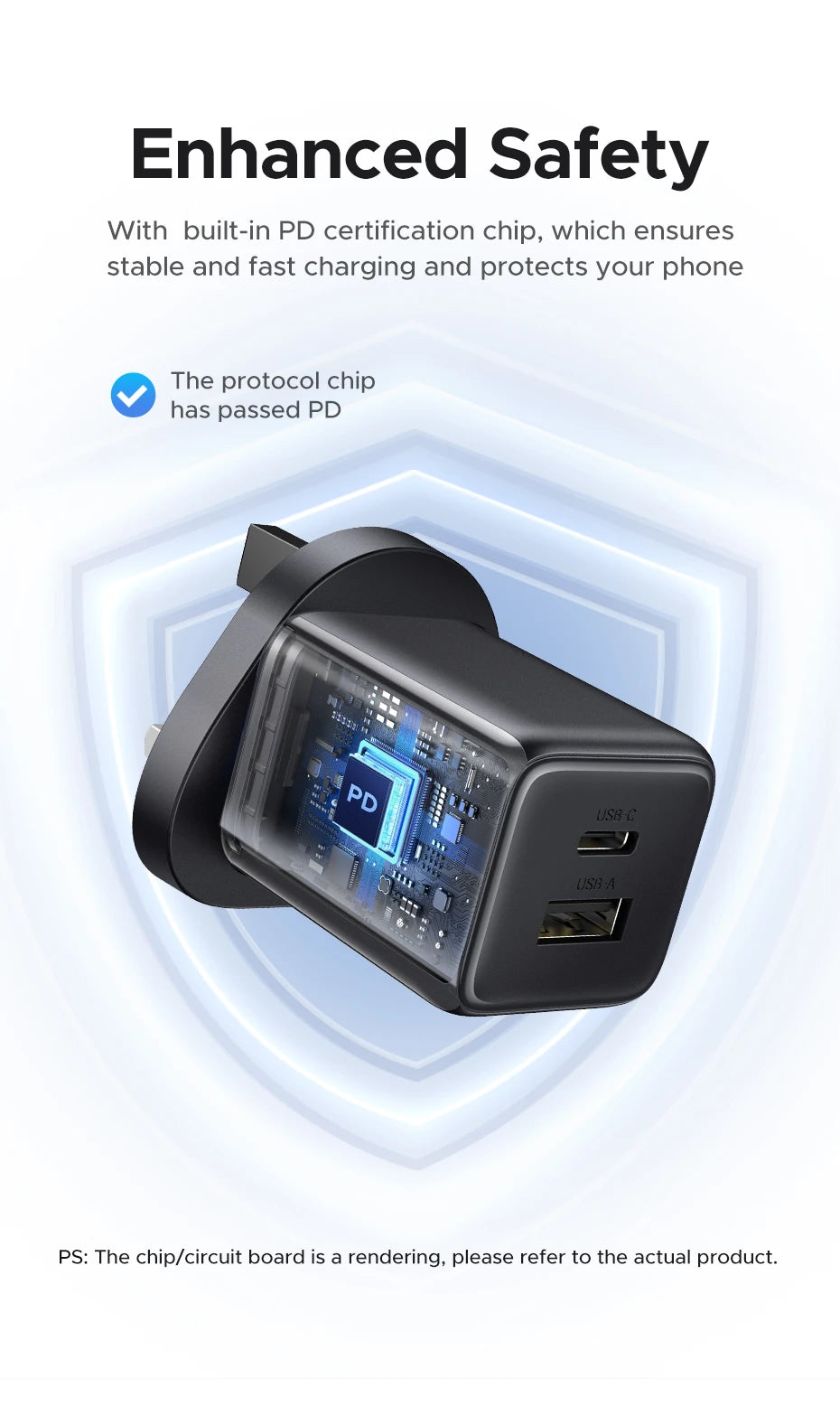 30W GaN 3-Port USB-C Fast Wall Charger - 15