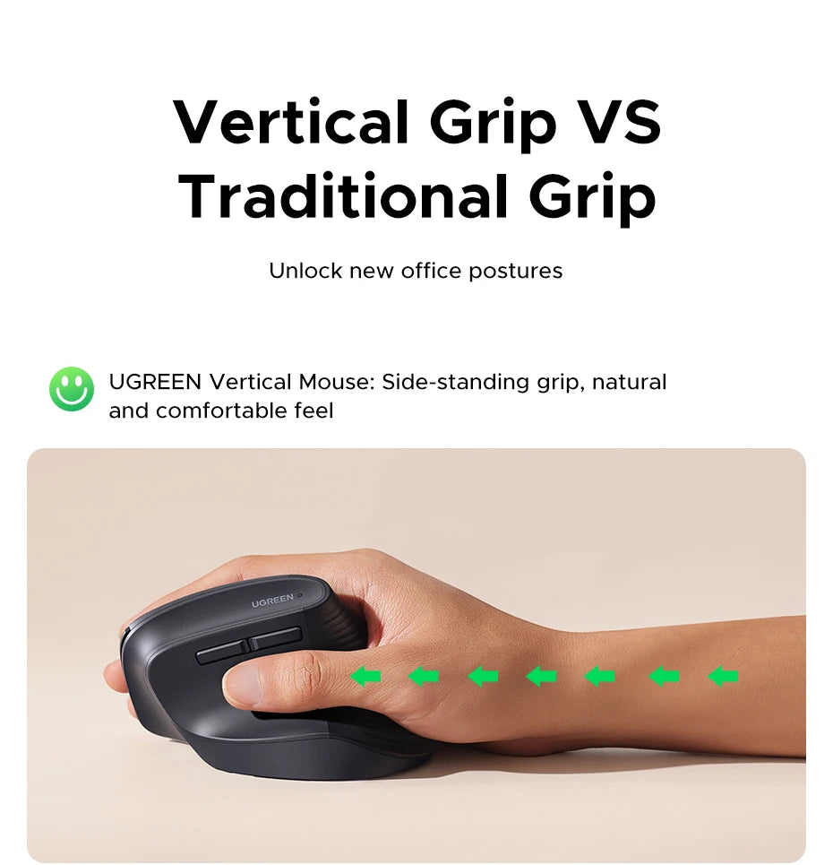 Ergonomic Vertical Wireless Mouse with 4000 DPI