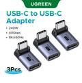 90-Degree USB-C Male to Female Adapter 240W 40Gbps