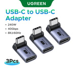 90-Degree USB-C Male to Female Adapter 240W 40Gbps