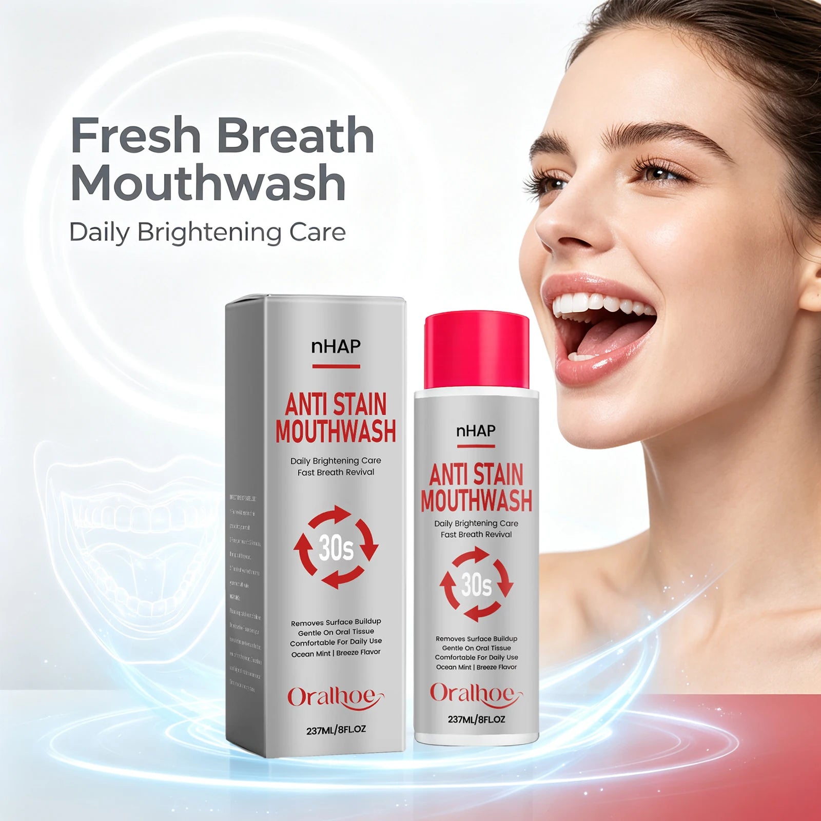 Alcohol-Free Anti-Stain Whitening Mouthwash for Daily Oral Care - 3