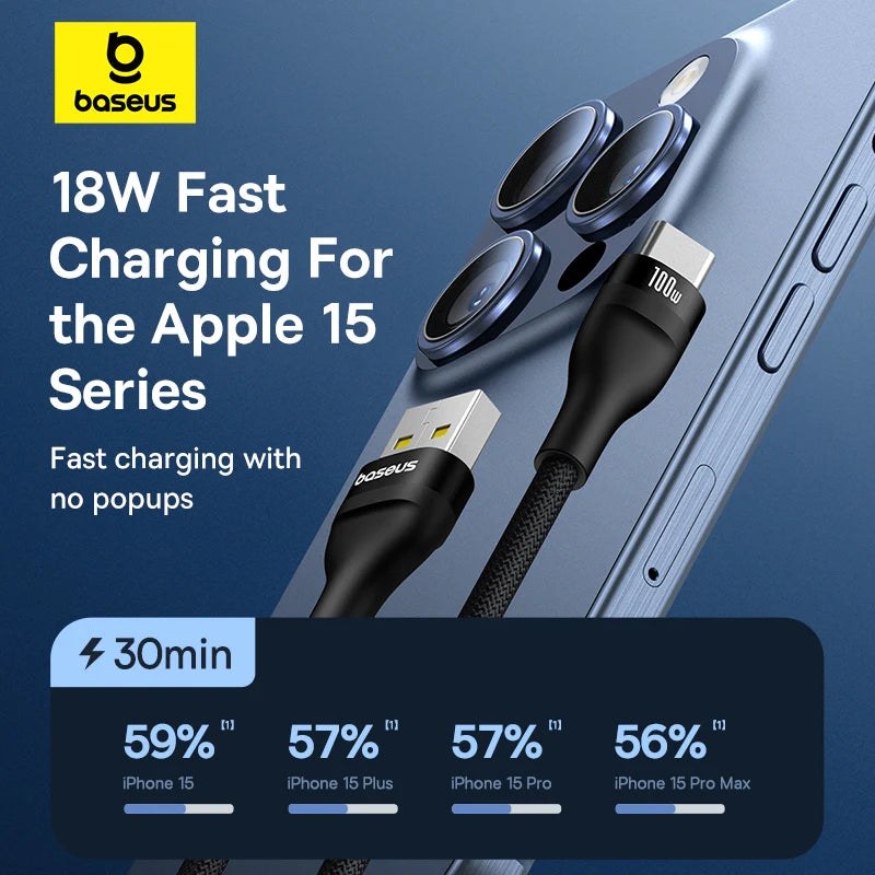 100W USB-C Fast Charging Data Cable for Smartphones and Tablets