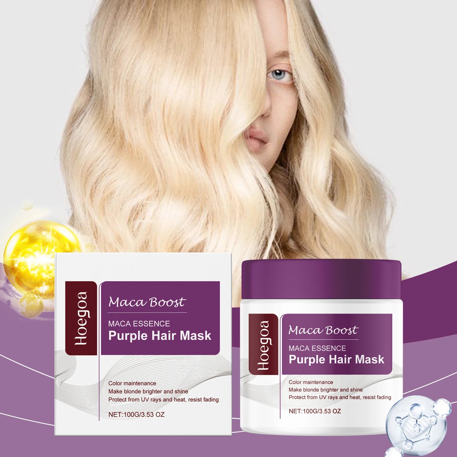 Purple Hair Mask and Shampoo Set for Color Protection and Repair - 8