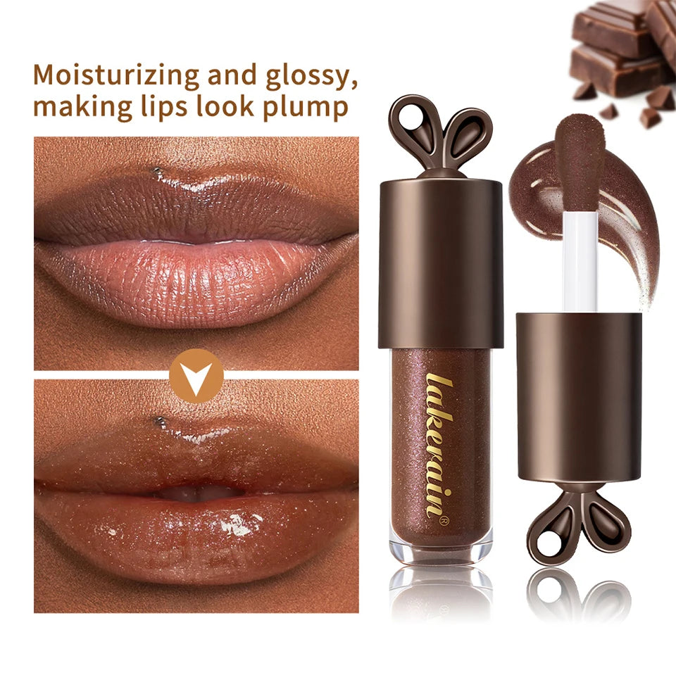 Moisturizing Chocolate Shimmer Lip Gloss for Hydrated Plump Lips