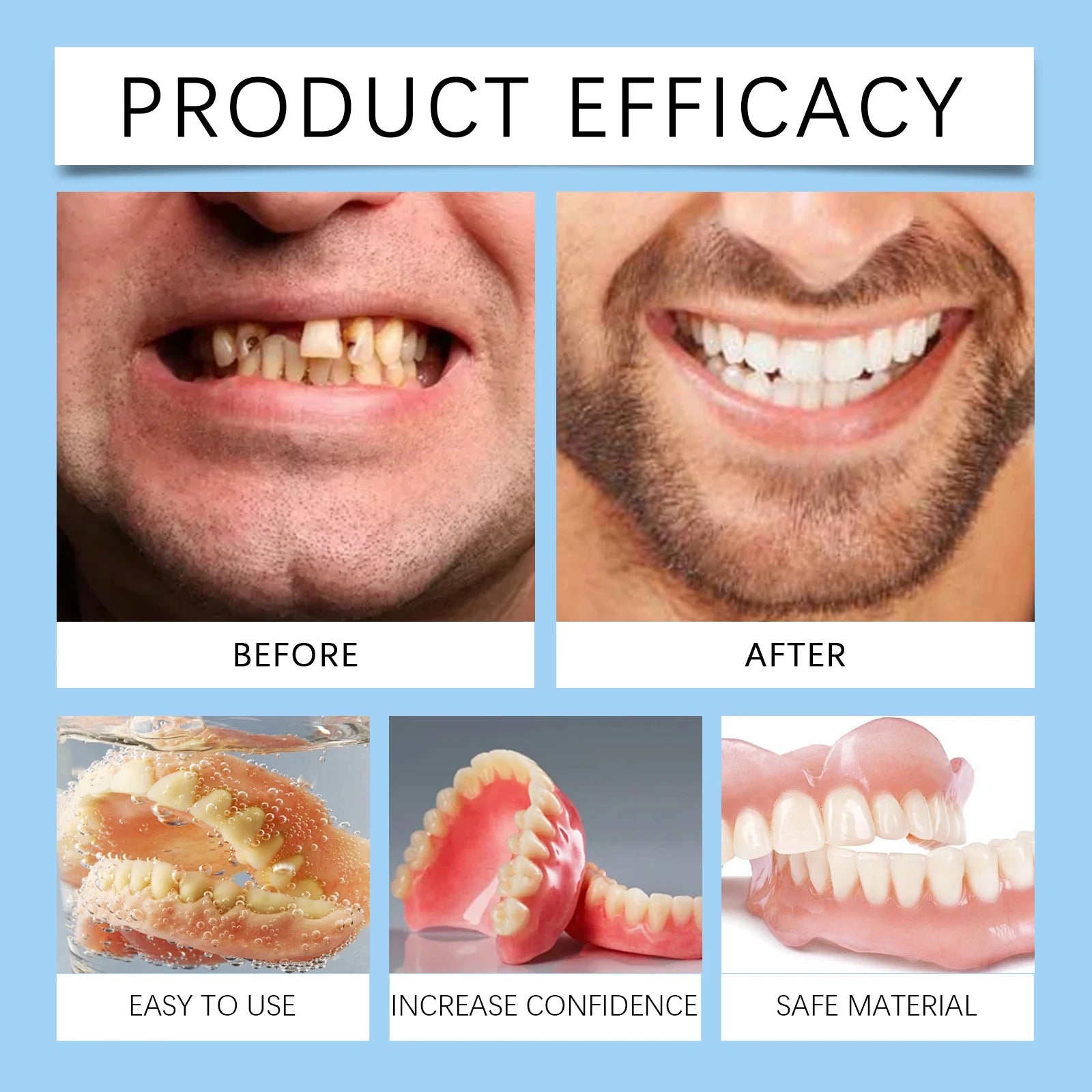 Temporary Snap-On Silicone Denture Set for Smile Whitening - 3