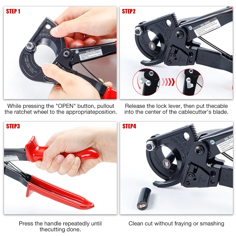 Ratchet Cable Cutter for Copper and Aluminum Wire up to 240mm² - 5