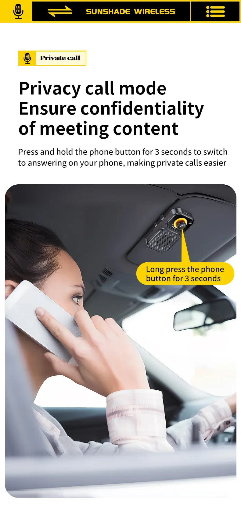 Bluetooth 5.4 Hands-Free Car Speakerphone for Sun Visor