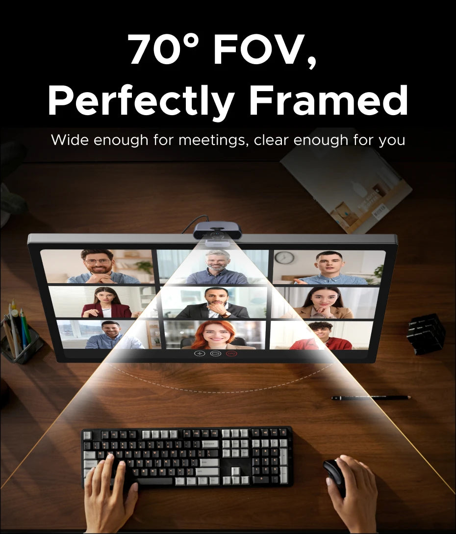 4K Ultra HD Webcam with Dual Microphone for Streaming and Video Calls