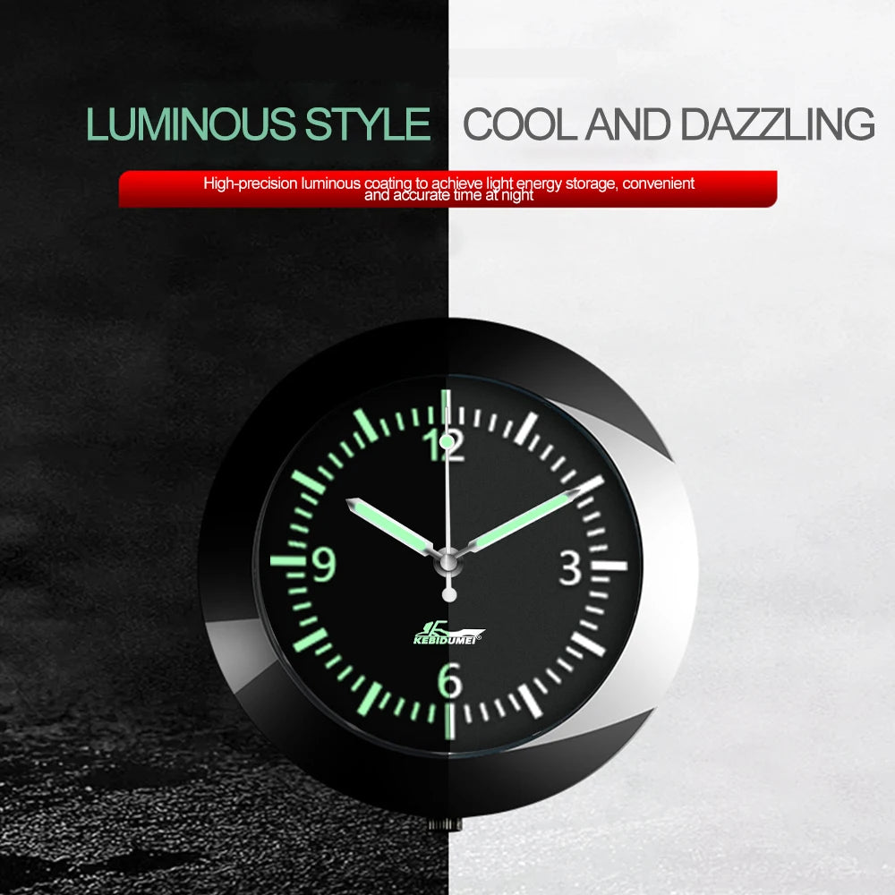Luminous Quartz Analog Clock for Car Dashboard Boat and Bike