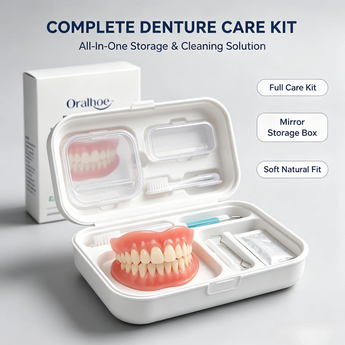 Adjustable Cosmetic Denture and Cleaning Care Kit