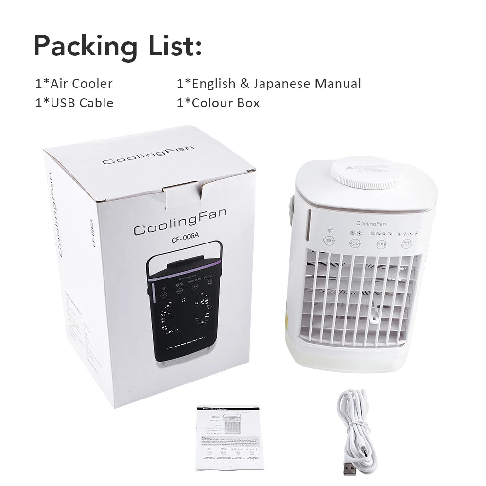 Portable Desktop Air Cooler and Humidifier with Misting Fan