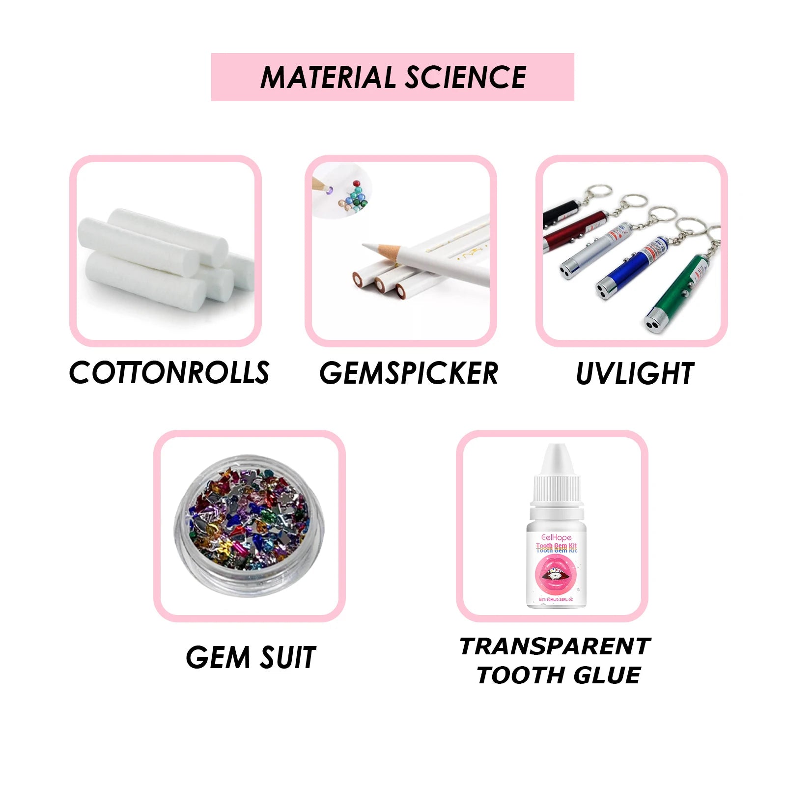 Professional DIY Tooth Gem Kit with UV Light - 14