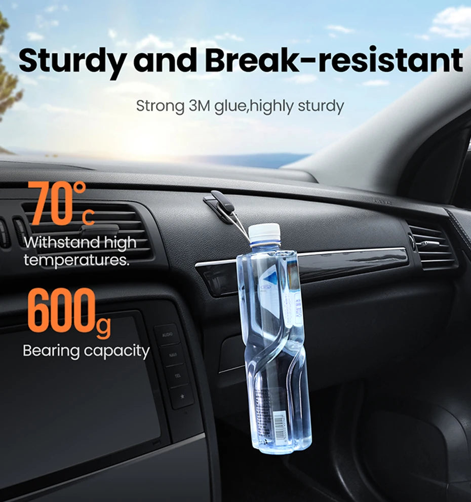 Self-Adhesive Wall and Car Hooks for Cable Management