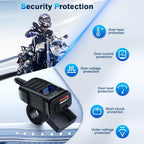 Motorcycle Handlebar USB Type C Charger with Voltmeter and Power Switch