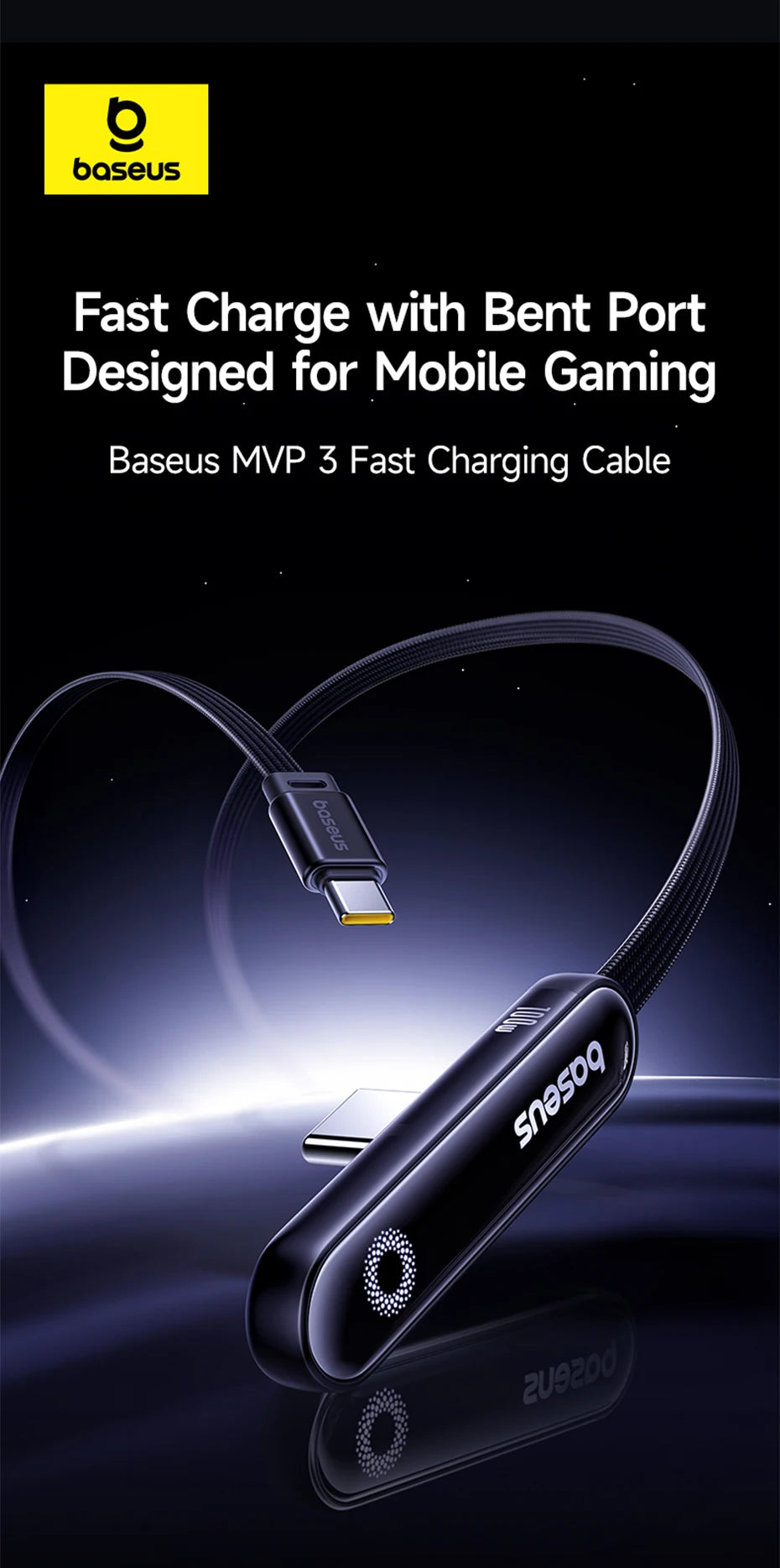 100W USB-C Fast Charging Cable with 90-Degree Elbow Connector - 7
