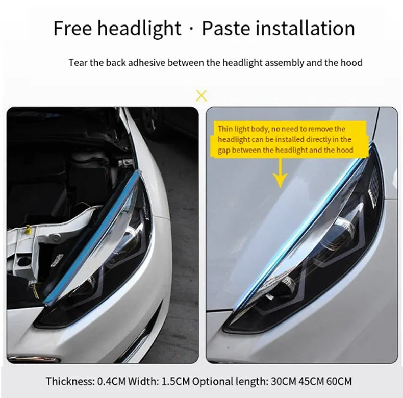 12V RGB LED Flowing Turn Signal and Daytime Running Light Strip Set