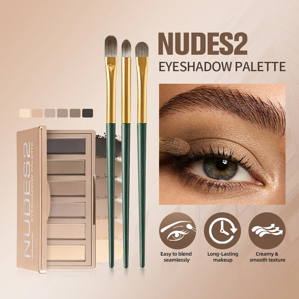 6-Color Matte Eyeshadow Palette with Brush Set