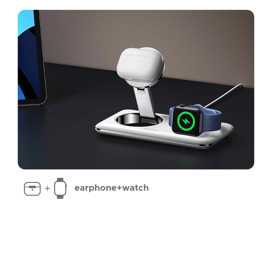 2-in-1 Magnetic Wireless Charging Station for iPhone and Earphones