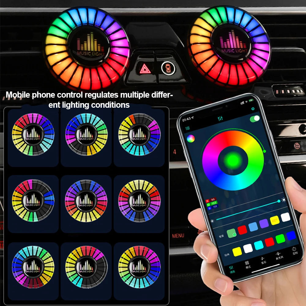Car Air Vent Fragrance Diffuser with RGB Music Rhythm LED Light
