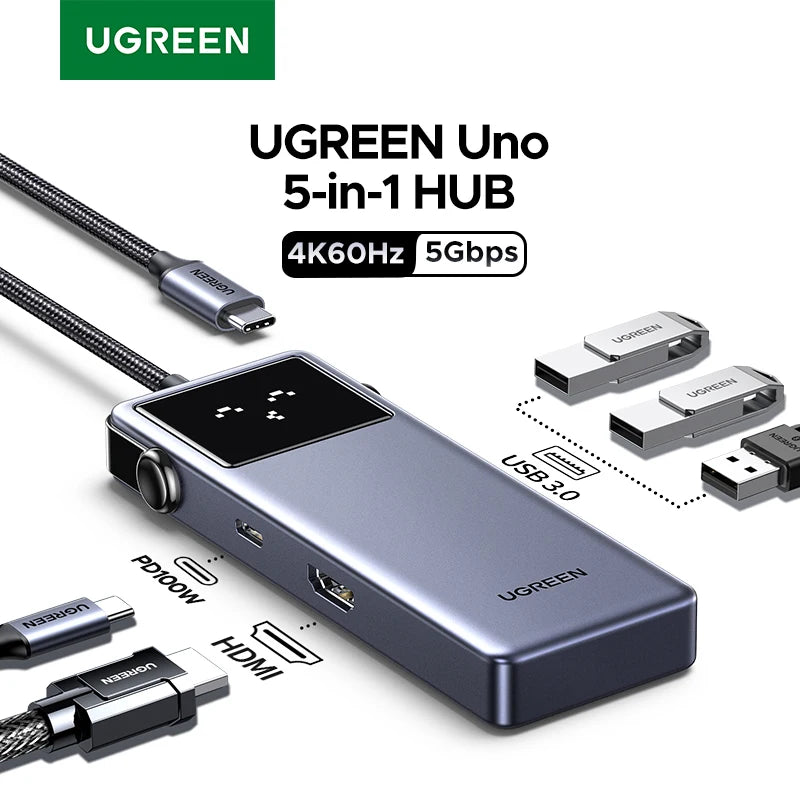 5-in-1 USB-C Hub with 4K 60Hz HDMI and 100W Power Delivery - 1