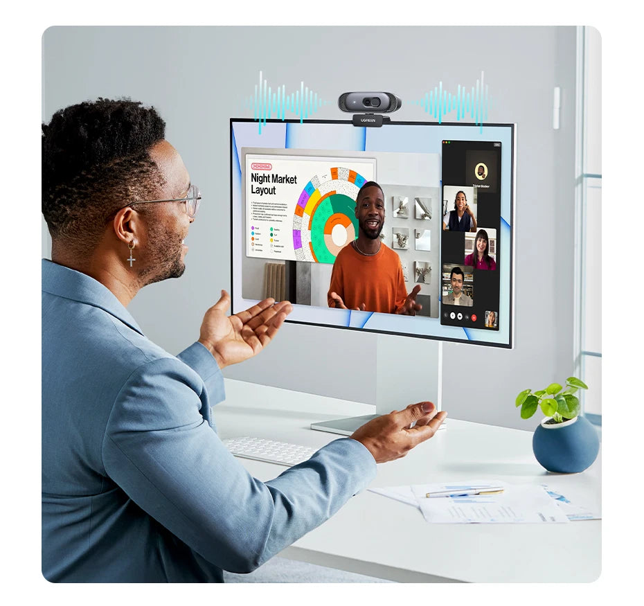 2K HD USB Webcam with Dual Microphones for Streaming and Video Calls