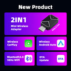 2 in 1 Wireless CarPlay and Android Auto Adapter Bluetooth 5.3 WiFi
