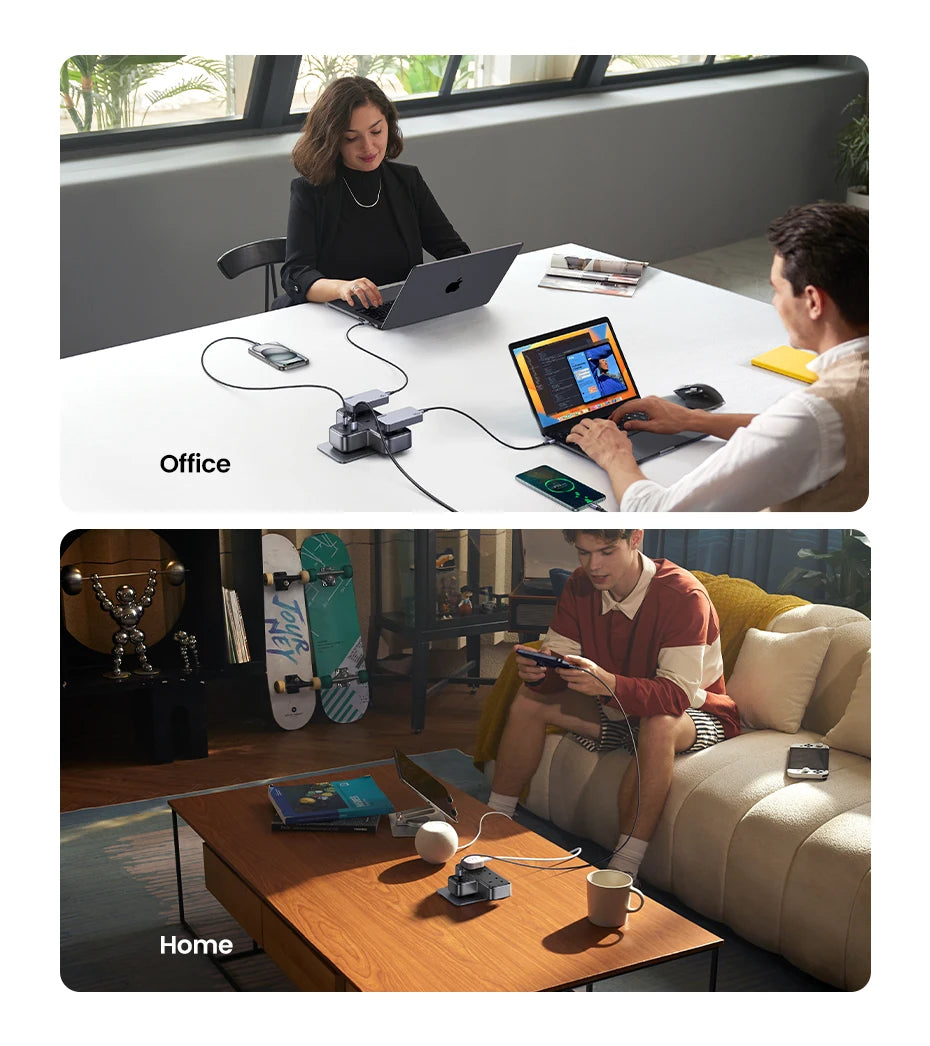 30W 6-in-1 Wall Outlet Extender with USB-C and USB-A Ports