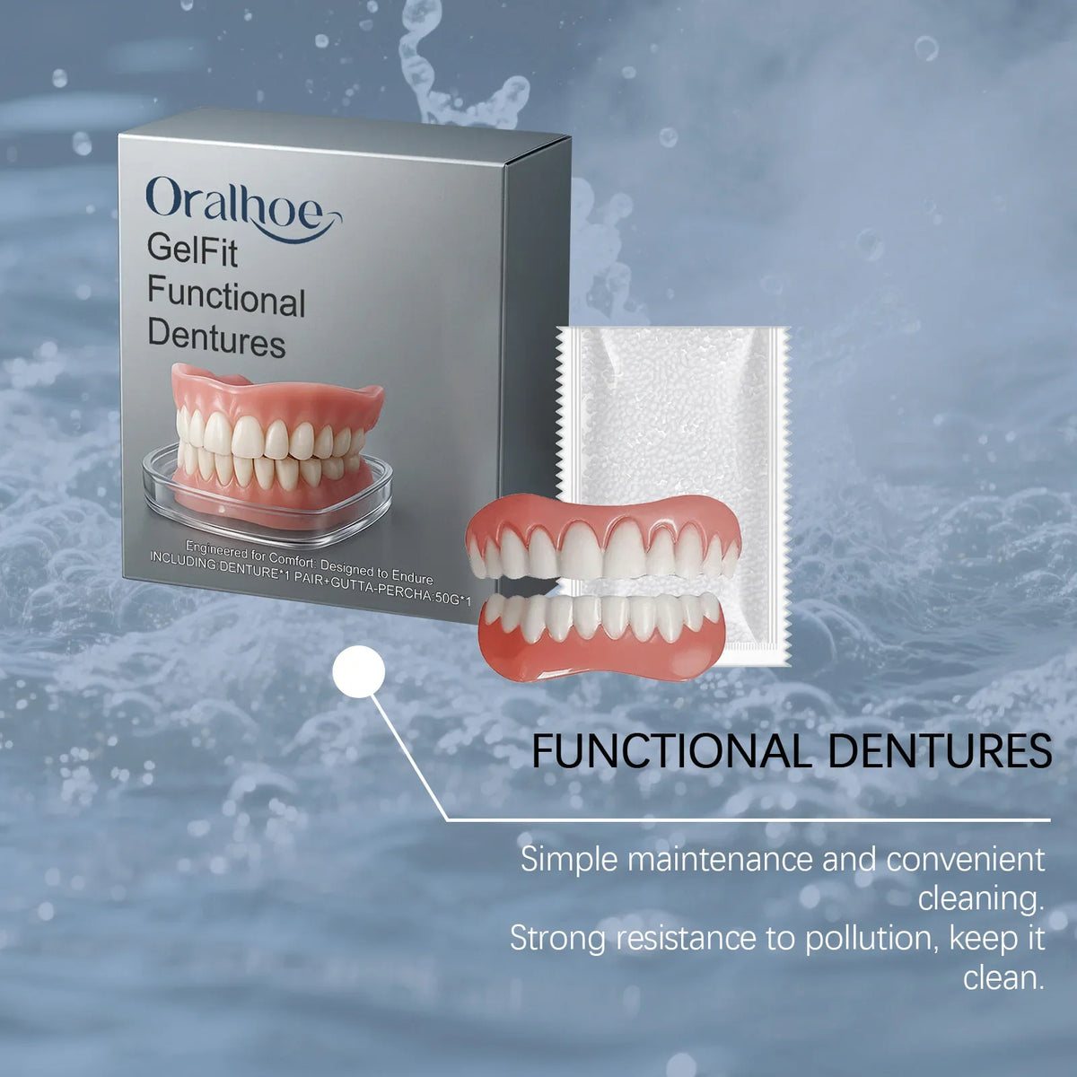Temporary Realistic Cosmetic Dentures Set