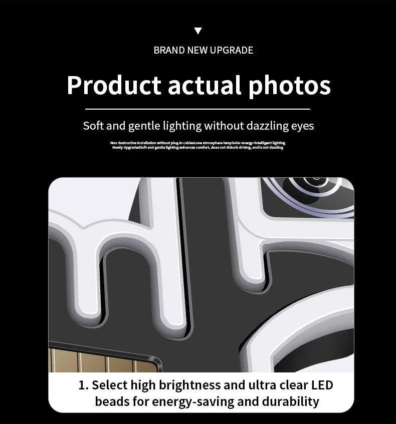 Solar USB Heart Neon LED Car Window Atmosphere Light with Sensors