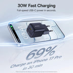 30W GaN USB-C Fast Charger for Smartphones and Tablets