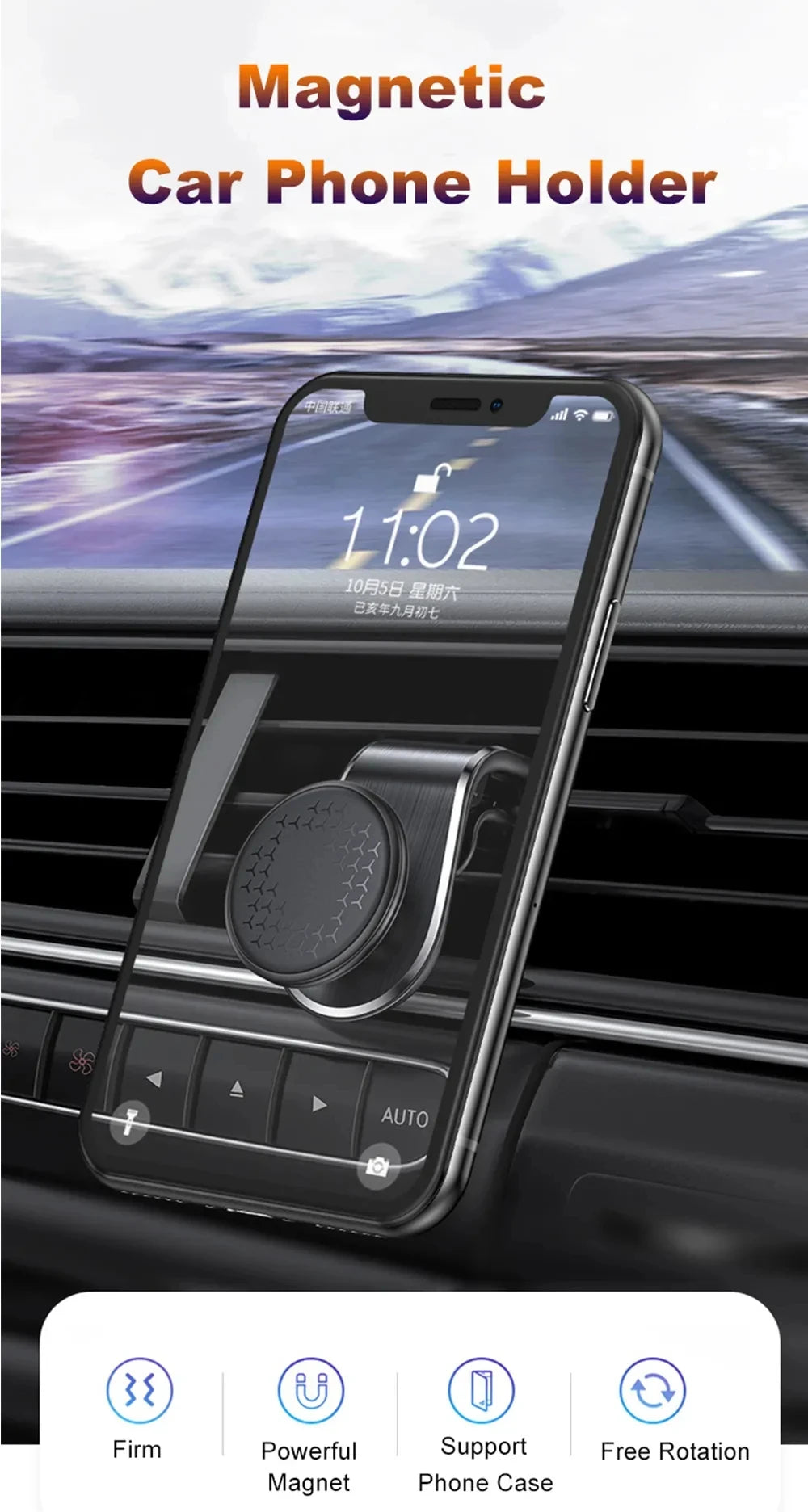 360 Degree Rotating Magnetic Air Outlet Car Phone Holder