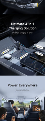 100W Fast Charging 4-Port Retractable Car Charger