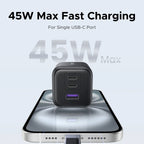45W GaN Fast Wall Charger with 3 Ports for Smartphones and Tablets