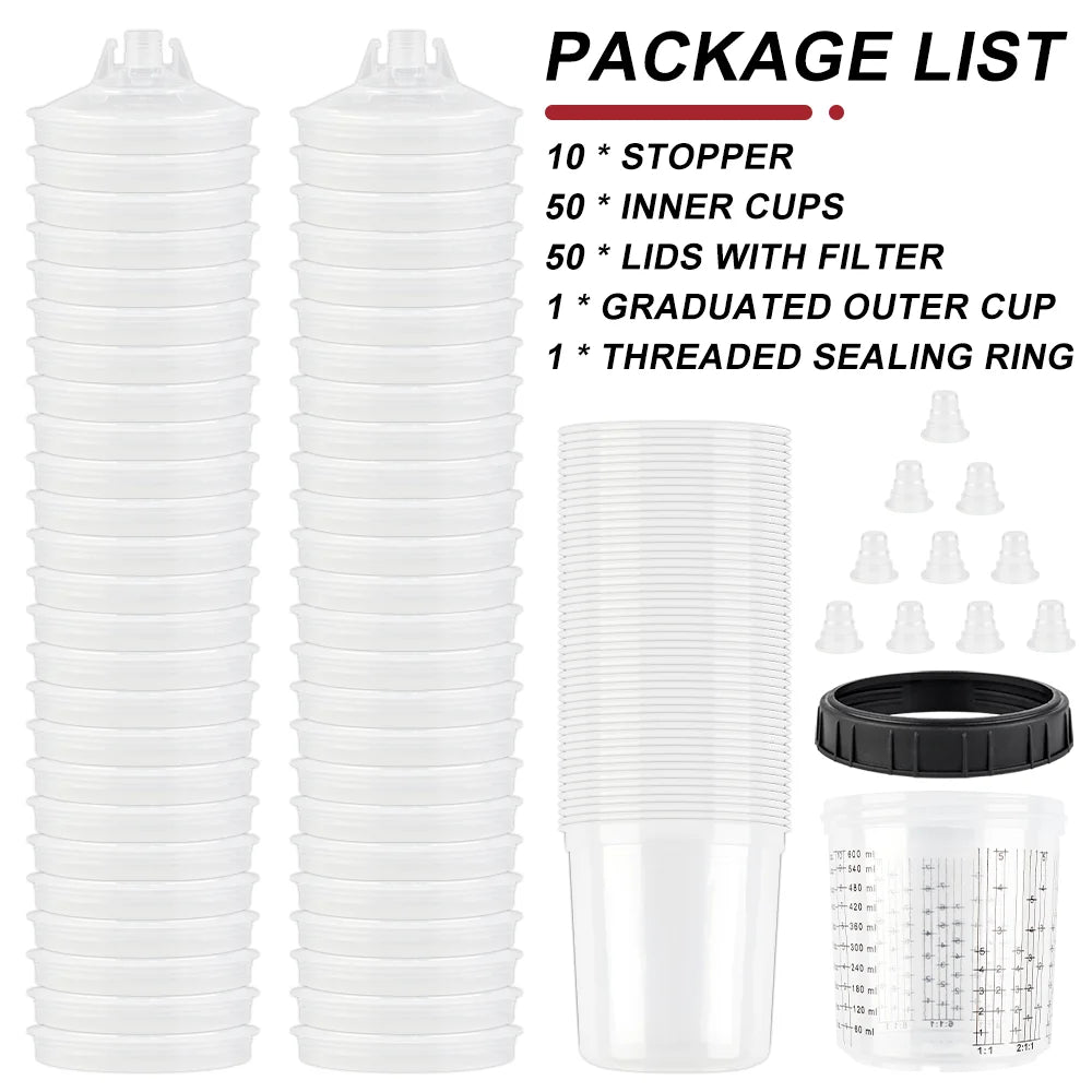 600ml Disposable Paint Sprayer Mixing Cup and Lid System