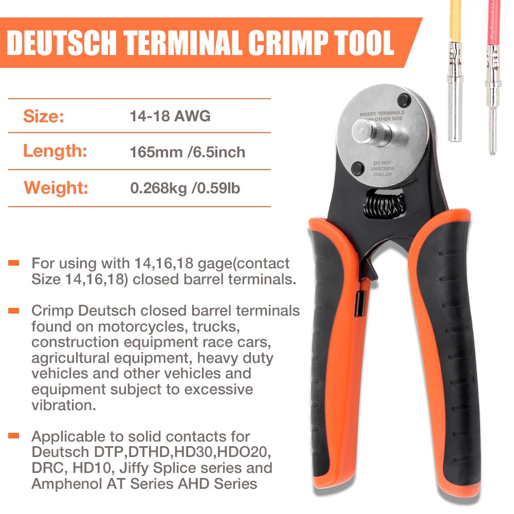 4-Way Indent Crimping Tool for 14-18AWG Deutsch Solid Contacts