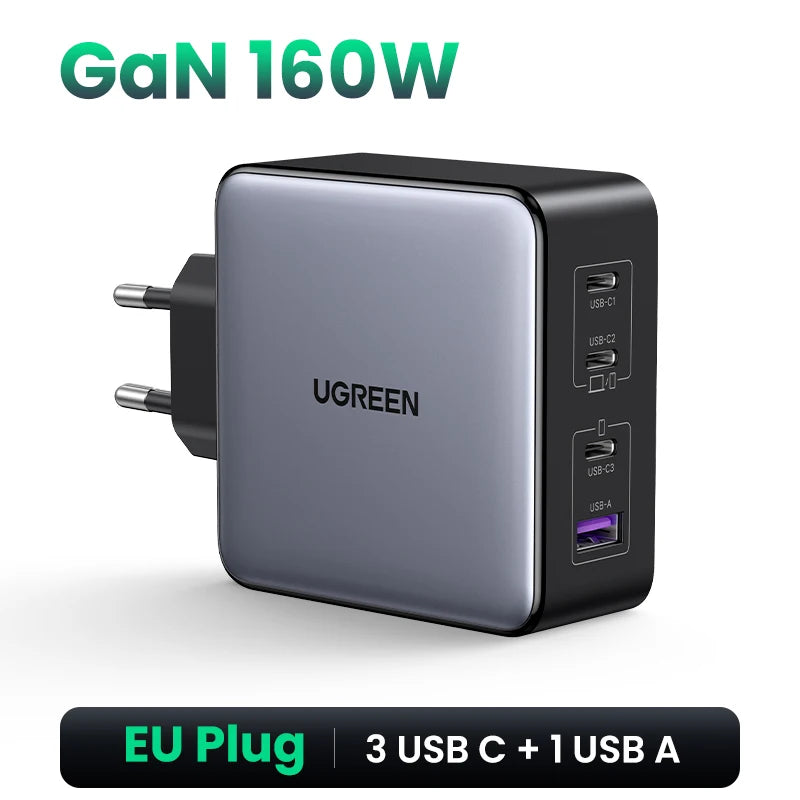 160W GaN Fast Charger for Laptops and Smartphones