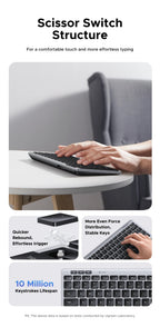 Dual-Mode Bluetooth 5.3 Wireless Slim Keyboard for Multi-Device