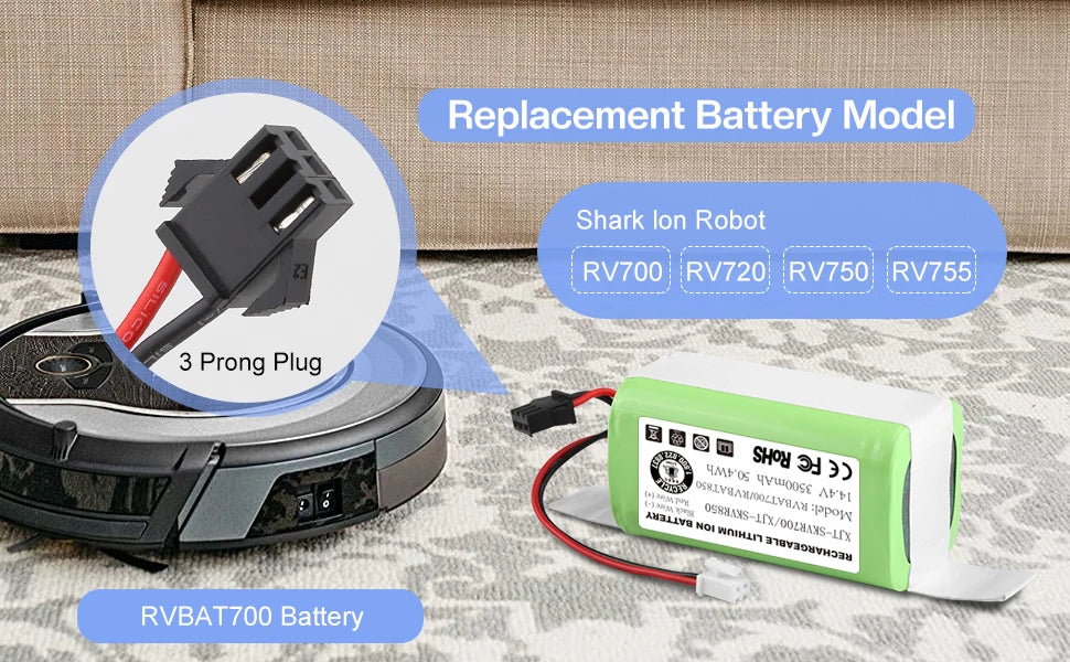 Replacement 14.4V 3500mAh Battery for Robot Vacuum Cleaners - 9