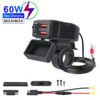 Motorcycle 100W Bidirectional USB Charger with Voltmeter and Switch