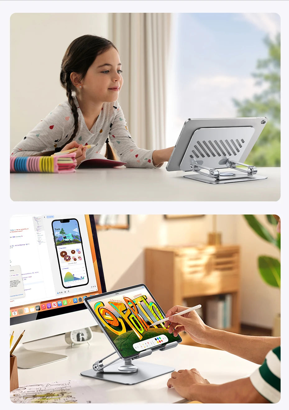 360° Rotating Aluminum Tablet and Phone Stand